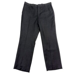 vtg Corbin‎ 36x30 Charcoal Flannel Wool Dress Pants Trousers USA Flat Front